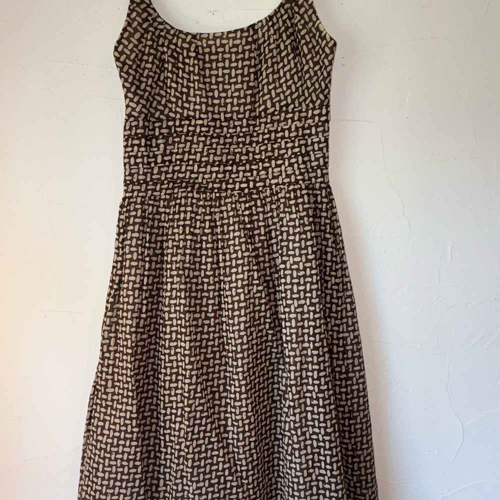 BANANA REPUBLIC BROWN & CREAM/CHAMPAGNE GEO PRINT DRESS SZ 4